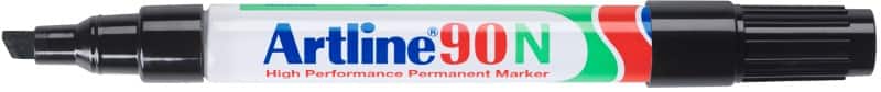 Marqueur Artline 90N Moyen Biseauté 2 - 5 mm Noir Rechargeable Résistant à l'eau 12 Unités
