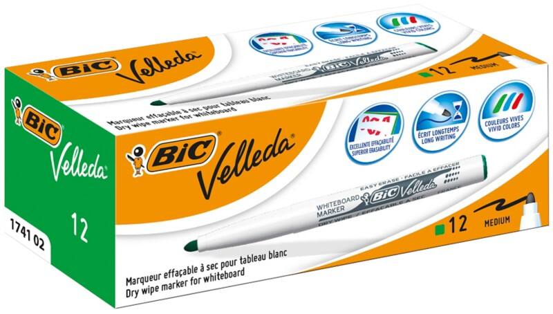 BIC 1199174102 Niet-permanent Whiteboard-marker Groen Medium Ronde punt 1 - 1,4 mm 51% Gerecycled 12 Stuks