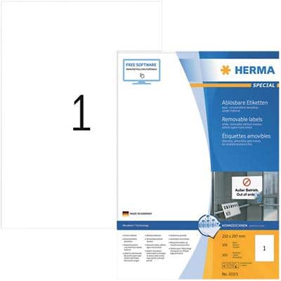 Étiquettes repositionnables HERMA 10315 Blanc Rectangulaires 100 Étiquettes par paquet 10315