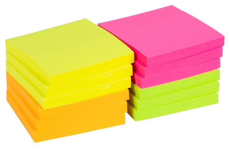 Viking Zelfklevende notes 76 x 76 mm Kleurenassortiment Neon 12 Blokken van 100 Vellen
