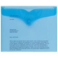 Office Depot Documentmappen A5 Transparant blauw Polypropyleen Drukknopsluiting 18 x 22 cm 5 Stuks