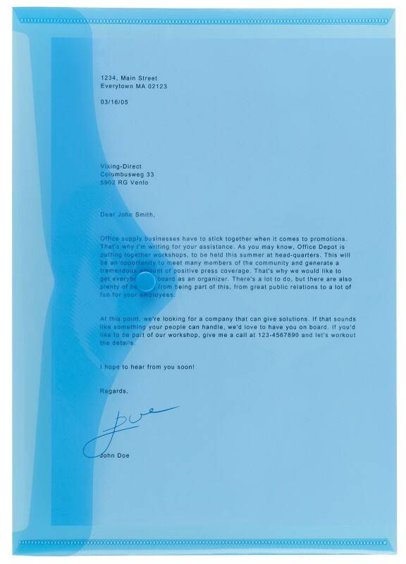 Viking Documentmap A4 Drukknop PP (Polypropeen) Liggend 23,5 (B) x 33,5 (H) cm Blauw, transparant 5 Stuks