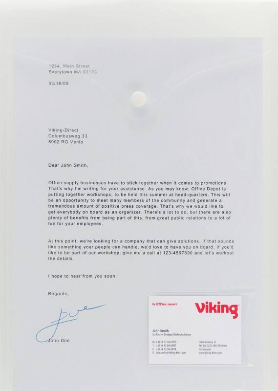 Viking Documentmap A4 Drukknop PP (Polypropeen) Staand 23,7 (B) x 33,2 (H) cm Transparant 5 Stuks