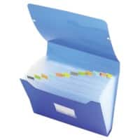 Trieur extensible Office Depot 13 compartiments A4 Bleu transparent Polypropylène
