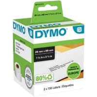 Étiquettes d’expédition Dymo LW S0722370 / 99010 d’origine, autocollantes Blanc 28 x 89 mm 130 Étiquettes Paquet de 2