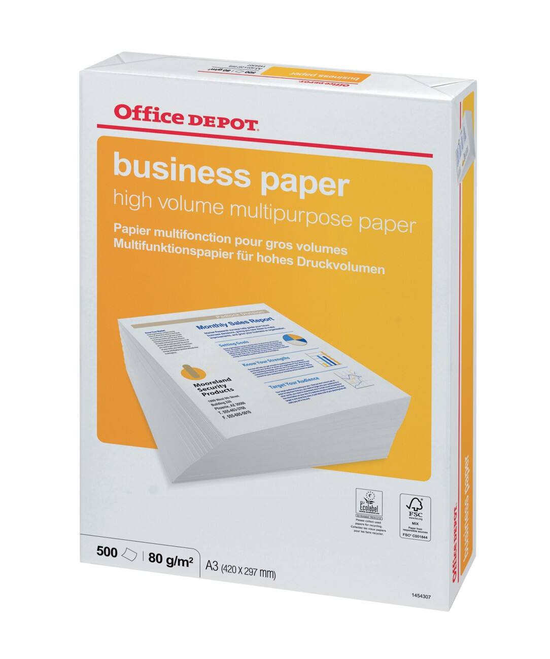 Papier multifonction Office Depot Business A3 80 g/m² Blanc 500 Feuilles
