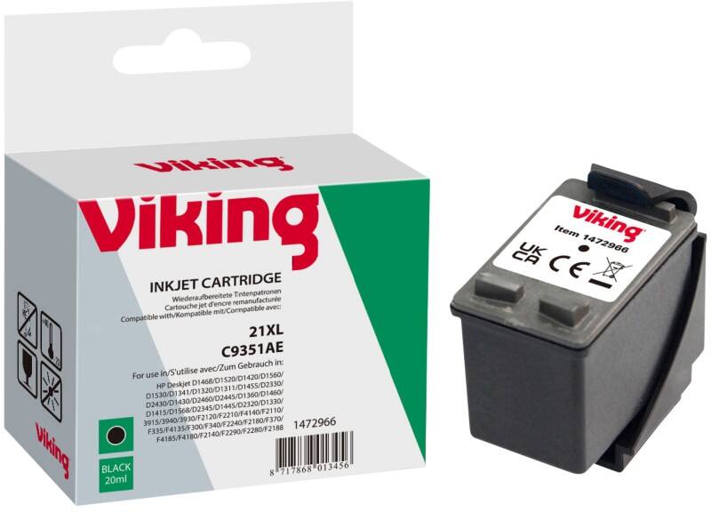 Cartouche jet d'encre Viking 21 Compatible HP C9351A Noir