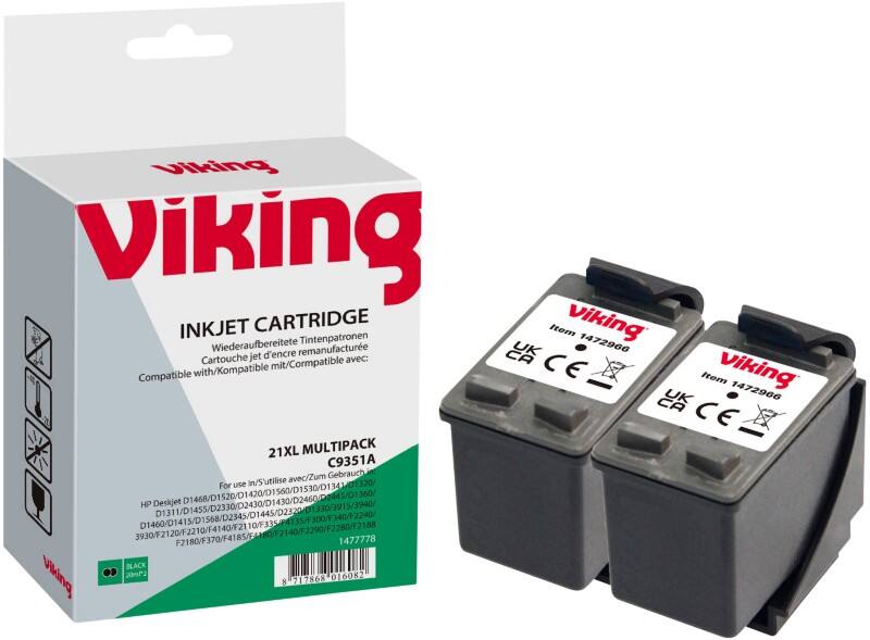 Cartouche jet d'encre Viking 21 Compatible HP 21 Noir C9351AE 2 Unités