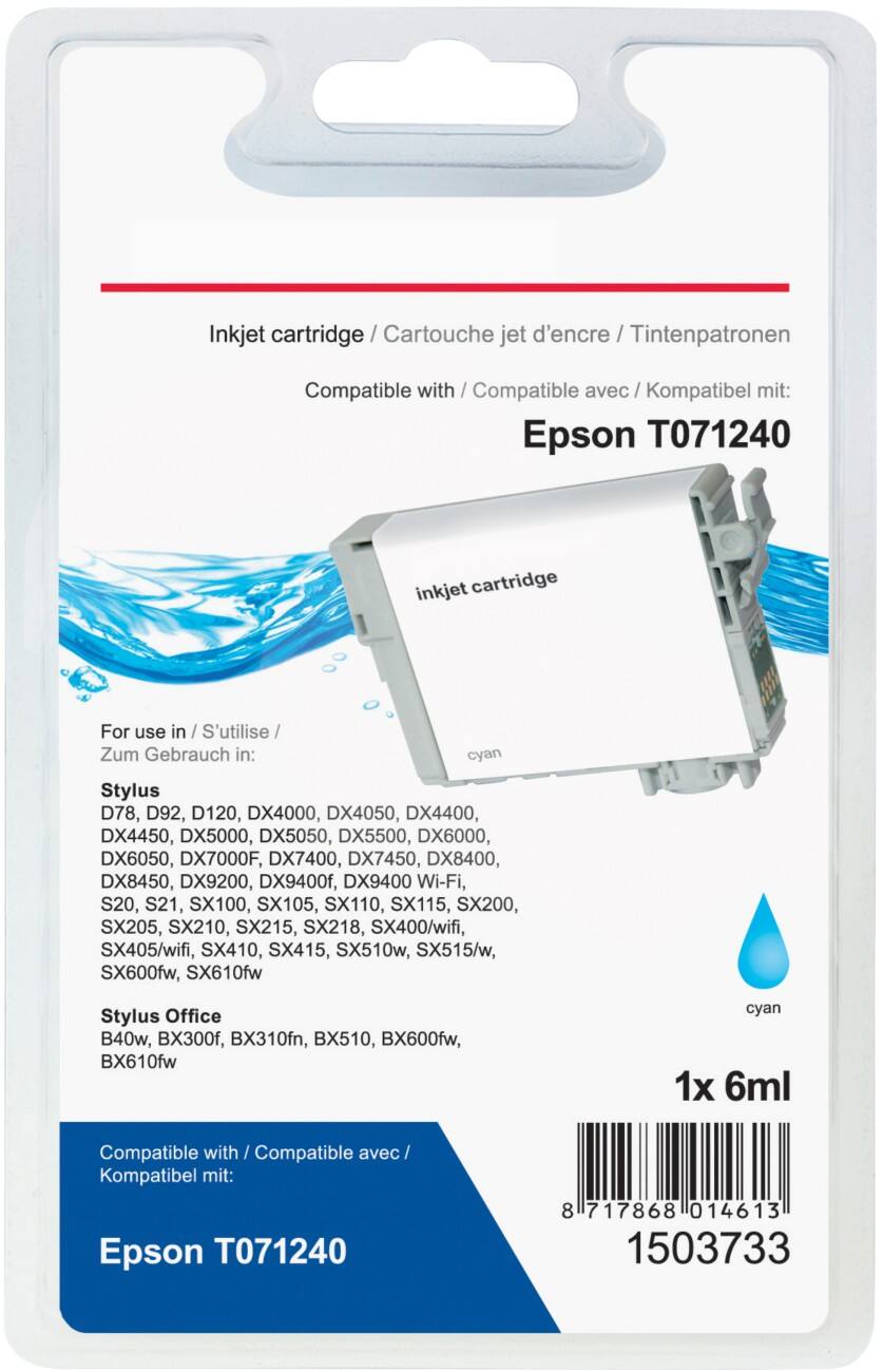 Office Depot Compatibel Epson T0712 Inktcartridge T071240 Cyaan