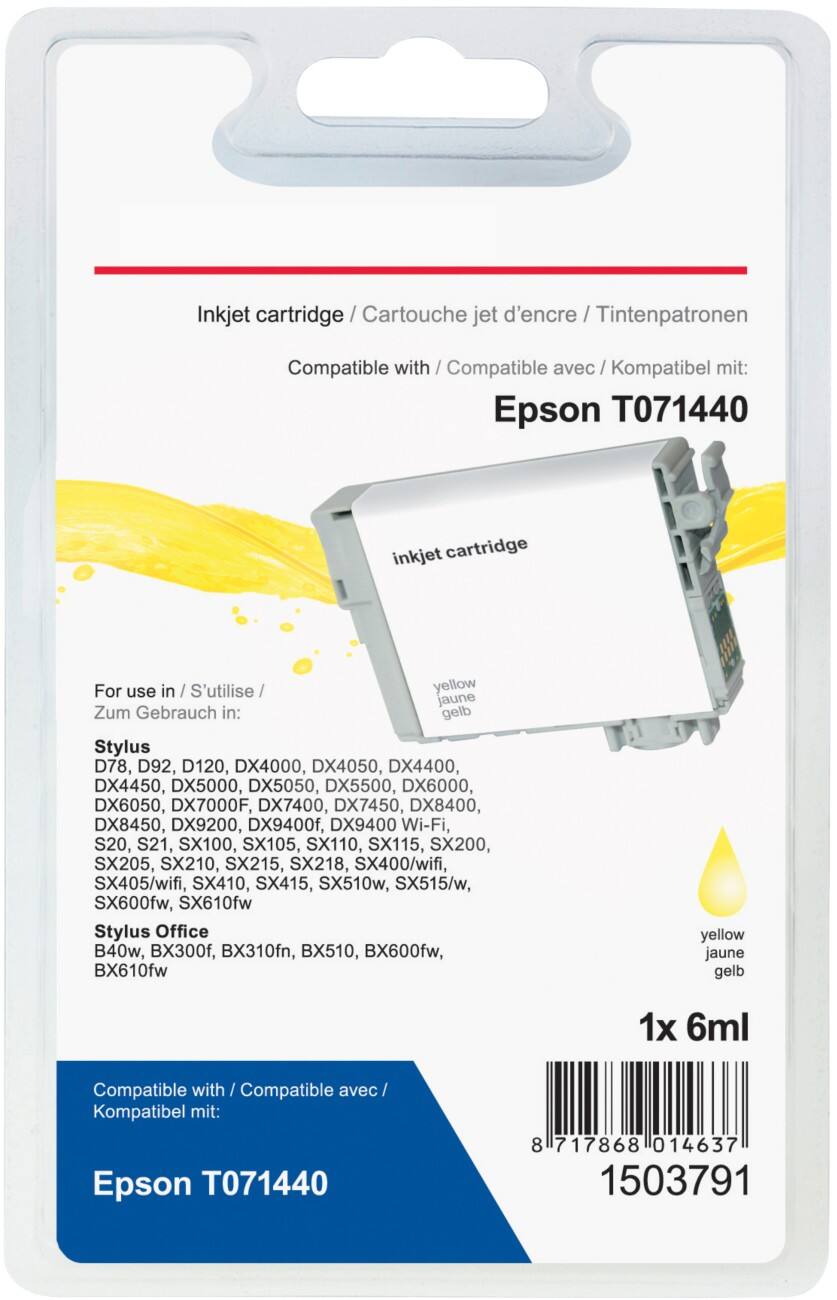 Cartouche jet d'encre Office Depot Compatible Epson T0714 Jaune T017440