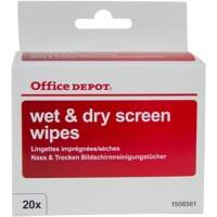 Office Depot Beeldschermreinigingsdoekjes Nat en droog 20 Stuks