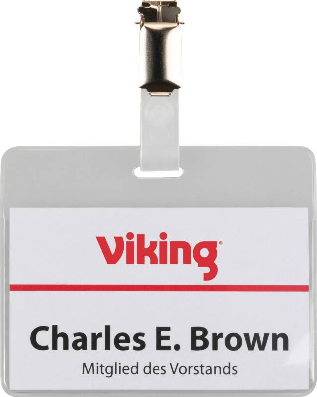 Viking Standaard naambadge met klem Horizontaal 90 x 60mm, 50 stuks