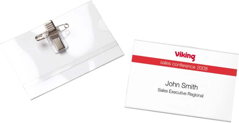 Badges Porte-Nom standard avec Clip et Pince à crocodile Viking en Paysage 90 x 60mm 25 Unités