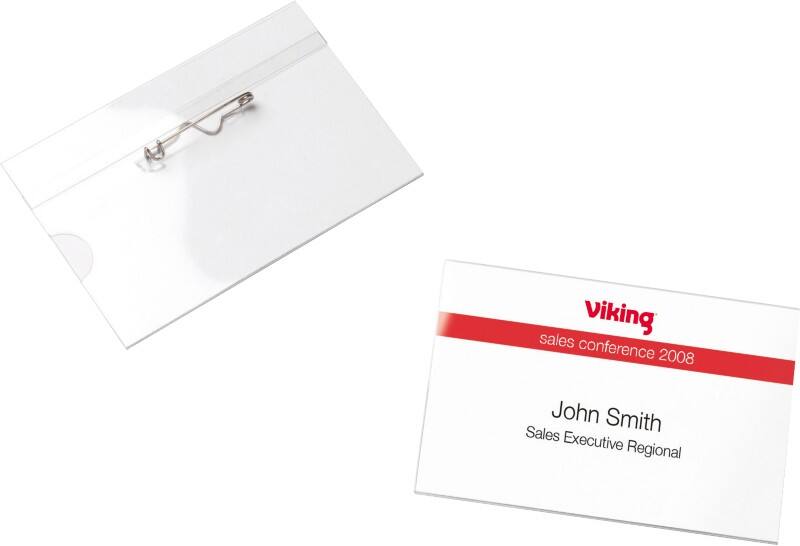 Viking Standaard naambadge met speld Horizontaal 90 x 60mm, 50 stuks