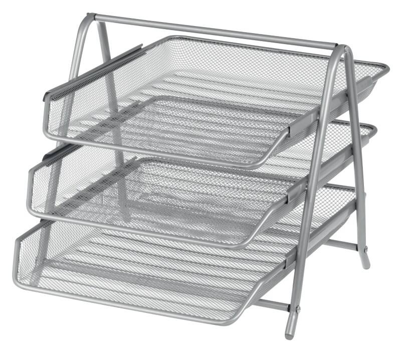 Corbeille à courrier 3 parties Viking Mesh Fil, métal Argenté A4 29,5 x 35,5 x 26,5 cm (l x P x H)