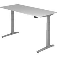 Bureau assis-debout Hammerbacher XBHM VXBHM Hauteur ajustable électriquement Rectangulaire Gris C-Pied 1800 (L) x 800 (P) x 1290 (H) mm Acier, Aggloméré, Aluminium