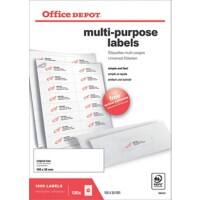 Office Depot Rechte hoeken Multifunctionele etiketten Wit 1600 stuks