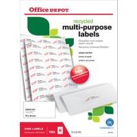 Office Depot Zelfklevende universele etiketten 70 x 36 mm Wit 100 Vellen à 24 Etiketten