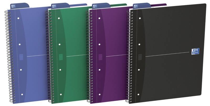 OXFORD Office Essentials Notitieboek A4+ Gelinieerd Spiraal gebonden Karton Kleurenassortiment Geperforeerd 180 Pagina's Pak 5