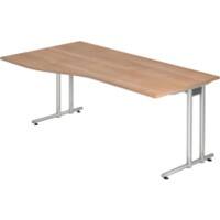 Bureau Hammerbacher Matrix VNS Hauteur pas réglable Forme libre Noyer C-Pied 1800 (L) x 1000 (P) x 740 (H) mm Acier, Aggloméré