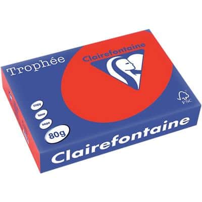 Papier couleur Clairefontaine A4 Rouge corail 80 g/m² Mat 500 Feuilles