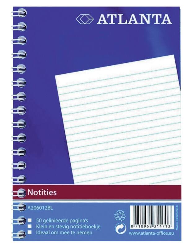 Carnet de notes Djois Atlanta A6 Ligné Reliure en spirale Blanc, bleu 100 Pages