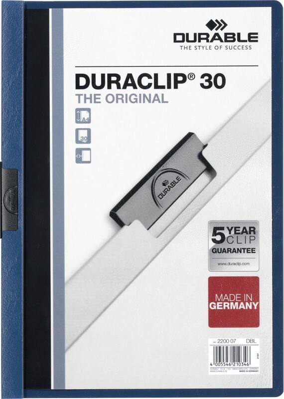 Farde à clip DURABLE Duraclip A4 Bleu Polypropylène Dos :