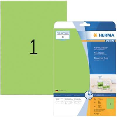 Étiquettes fluo HERMA 5151 Vert fluo Rectangulaires 20 Étiquettes par paquet