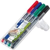 STAEDTLER Lumocolor 313 Permanente OHP Marker Extra Fijn Ronde Punt Kleurenassortiment 4 Stuks