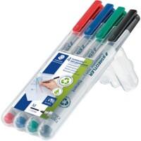 STAEDTLER Lumocolor 315 Overheadmarker 97% gerecycleerd Medium Ronde punt 1 mm Kleurenassortiment 4 Stuks