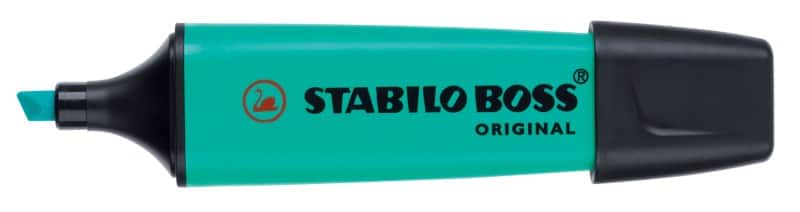 Surligneur STABILO BOSS ORIGINAL Turquoise Large Biseauté 2 - 5 mm Rechargeable