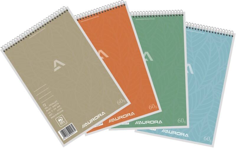 Cahier AURORA A5 Ligné Reliure en spirale Carton Assortiment 144 Pages