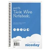 Carnet à double spirale Niceday Bleu A5 Quadrillé 50 Feuilles Paquet de 5