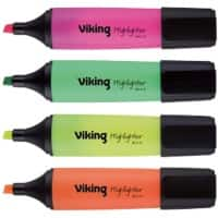 Surligneur Viking HC1-5 Assortiment Pointe large Biseautée 1- 5 mm Non rechargeable 4 Unités