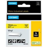 Ruban d'étiquettes IND Dymo Rhino S0718470 Noir sur Jaune 19 mm x 5,5 m