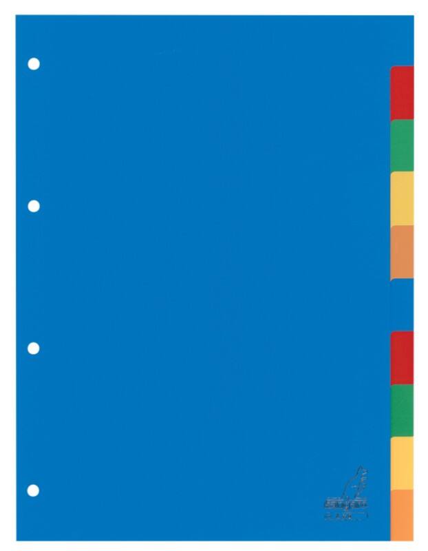 Intercalaires vierges Vierge KANGARO  A4 Assortiment 10 intercalaires PP (Polypropylène) 4 Perforations A410