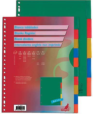 Intercalaires vierges Vierge KANGARO  A5 Assortiment 5 intercalaires PP (Polypropylène) 17 Perforations A505FM