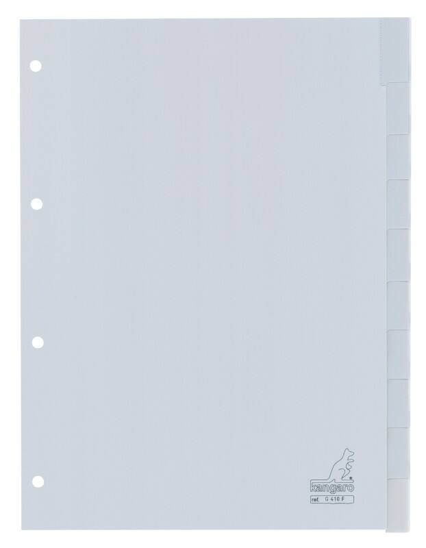 Intercalaires vierges Vierge KANGARO  A4 Gris 10 intercalaires PP (Polypropylène) 4 Perforations G410F