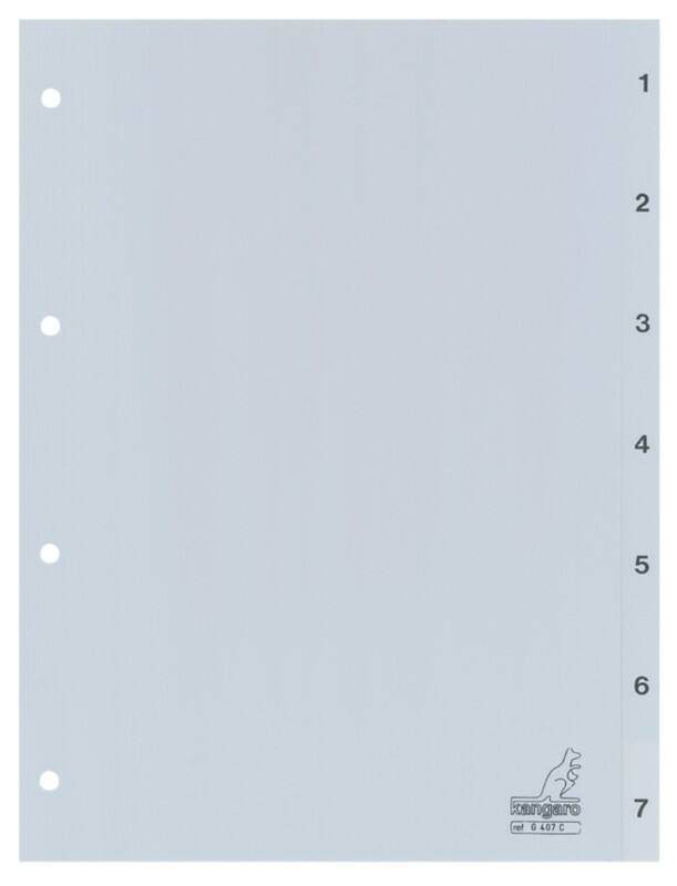 KANGARO 1 tot 7 Blanco tabbladen  A4 Zwart 10 tabs PP (Polypropeen) 4 Gaten G407C