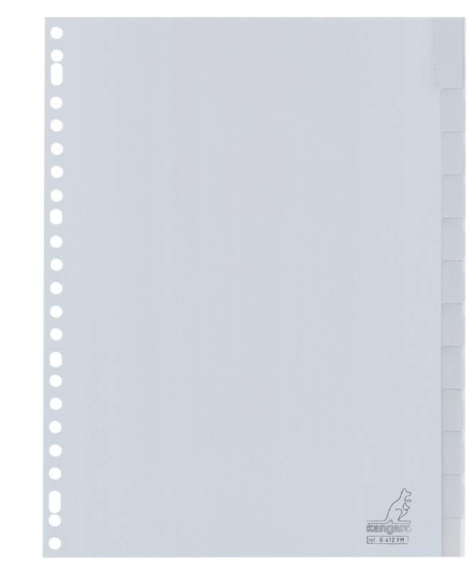 KANGARO Blanco Blanco tabbladen A4 Grijs 10 tabs PP (Polypropeen) 23 Gaten G412FM