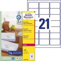 Étiquettes universelles AVERY LR7160-100 Blanc A4 63,5 x 38,1 mm 100 Feuilles de 21 Étiquettes