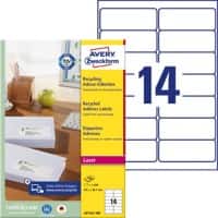 Avery Adresetiketten LR7163-100 Klevend A4 Wit 99,1 x 38,1 mm Recycled 100 Vellen à 14 Etiketten