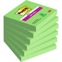 Notes Super Sticky Post-it 76 x 76 mm Vert Carré 6 Blocs de 90 Feuilles