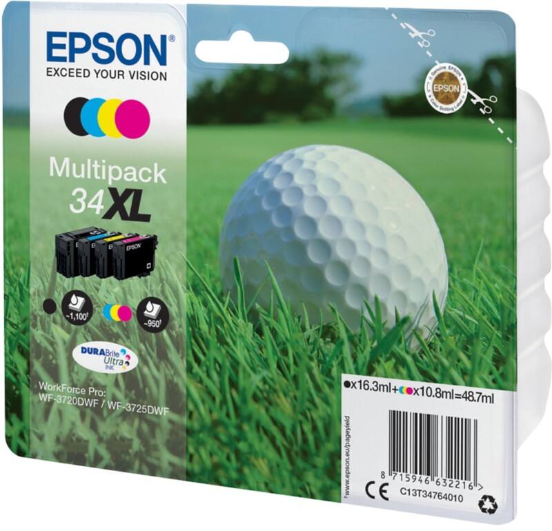 Epson 34XL Origineel Inktcartridge C13T34764010 Zwart, cyaan, magenta, geel Multipack 4 Stuks