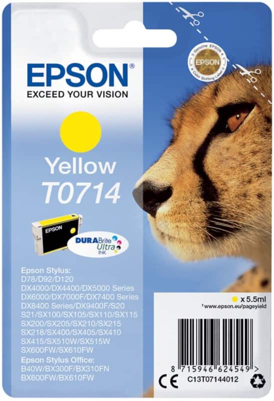 Epson T0714 Origineel Inktcartridge C13T07144012 Geel