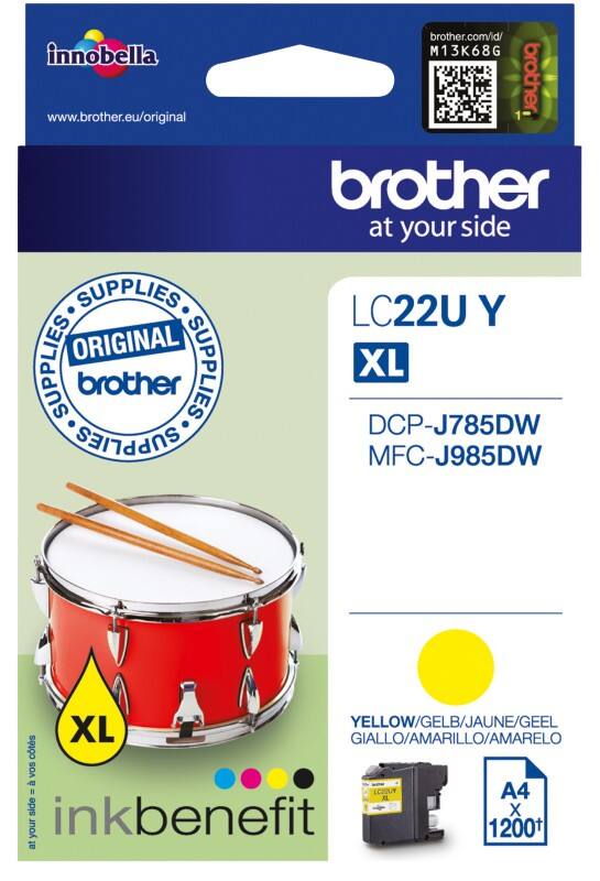 Brother LC22UY Origineel Inktcartridge Geel