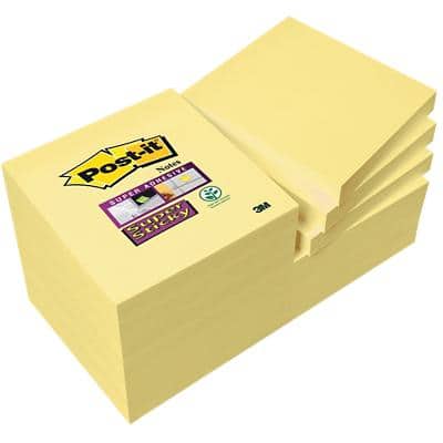 Post-it Super Sticky Notes 76 x 76 mm Geel Vierkant Blanco 12 blokken à 90 Vellen Voordeelpak 10 + 2 GRATIS