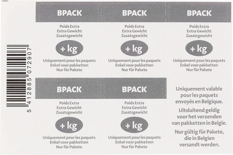 bpost Verzendetiketten België Bpack Extra Gewicht 5 stuks Zelfklevend