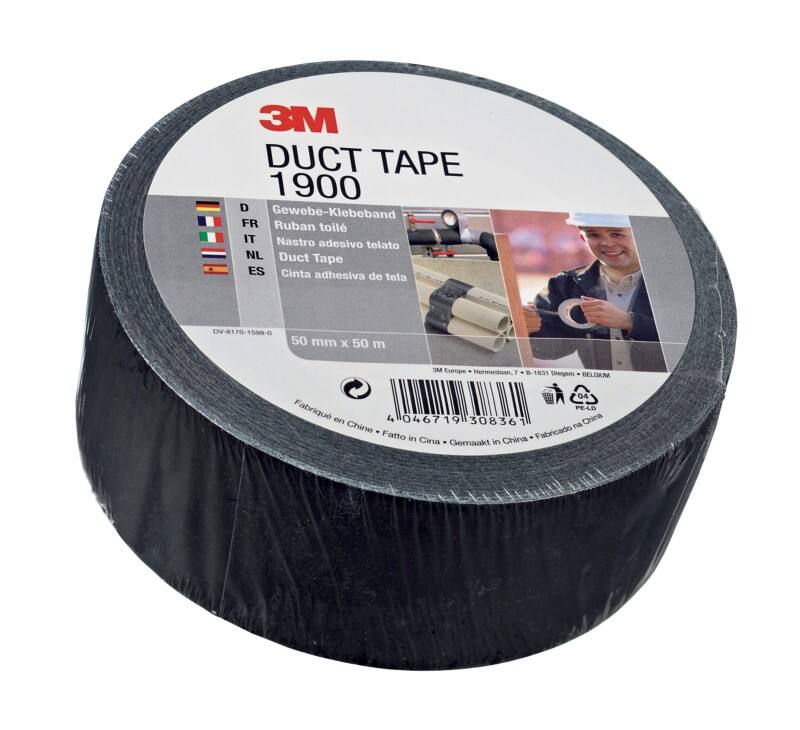 3M Economy Duct Tape 1900 Zwart 50 mm x 50 m