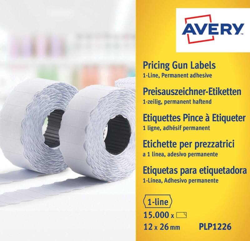 Avery Papier Etiketten 2,6 x 1,2 cm Wit PLP1226 10 Rollen à 1500 Etiketten